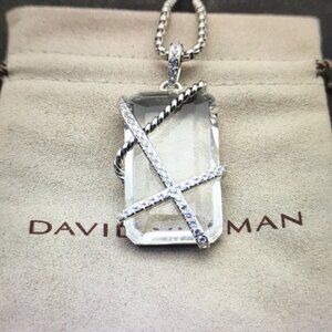David Yurman Silver Crystal Pendant Necklace